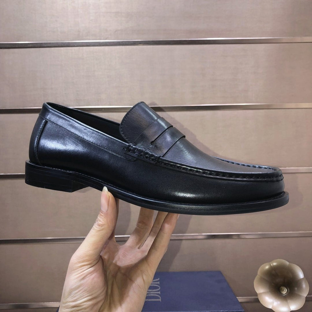 Dior Black Penny Loafers — side