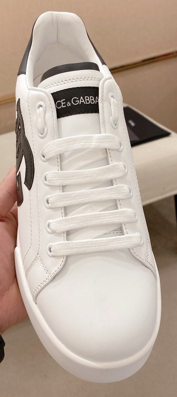 Dolce & Gabbana White Black Accent Sneakers — front