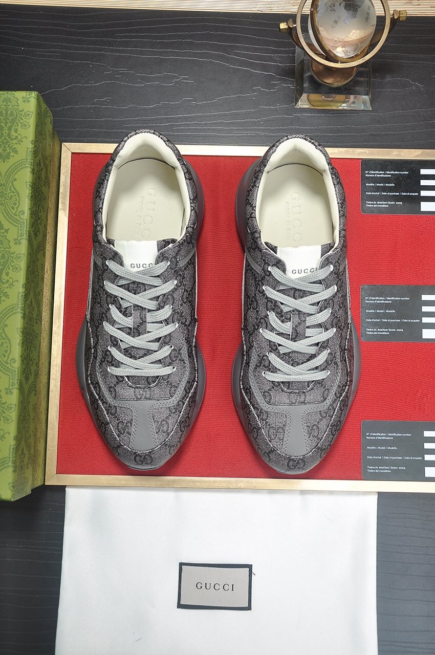 GUCCI Gray Patterned Low-Top Sneakers — hero