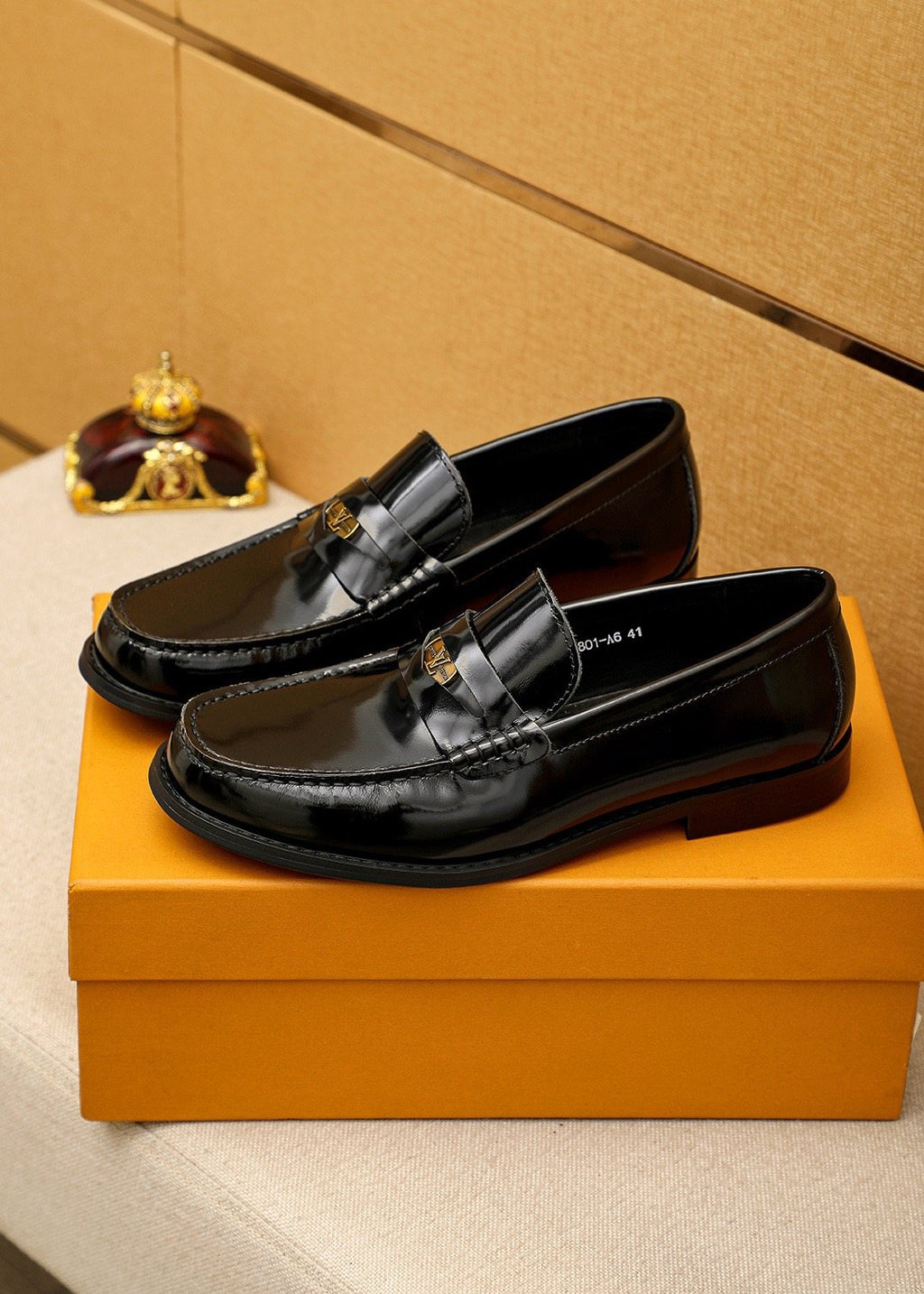Louis Vuitton Black Leather Buckle Loafers — front