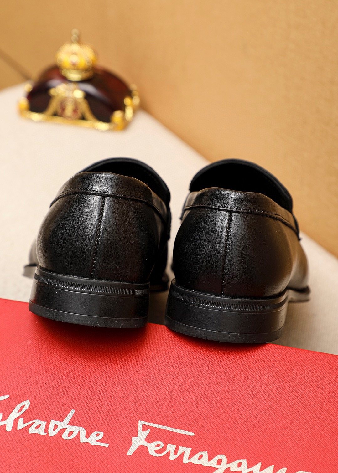 Ferragamo Black Buckle Loafers — back