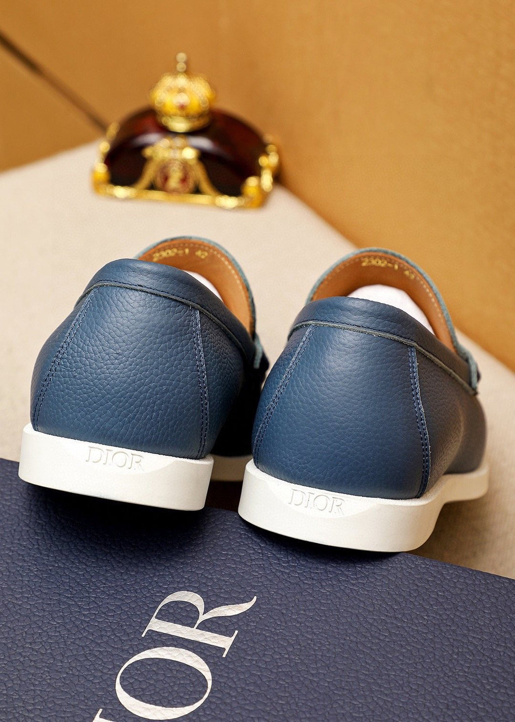 Dior Textured Leather Slip-On Shoes — back