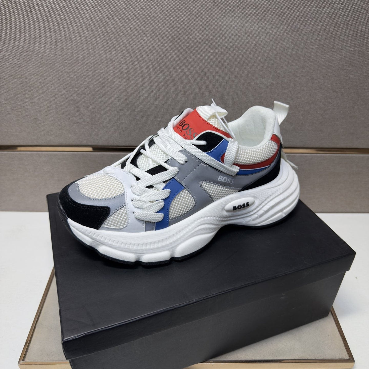 BOSS Mesh Panel Low-Top Sneakers — front