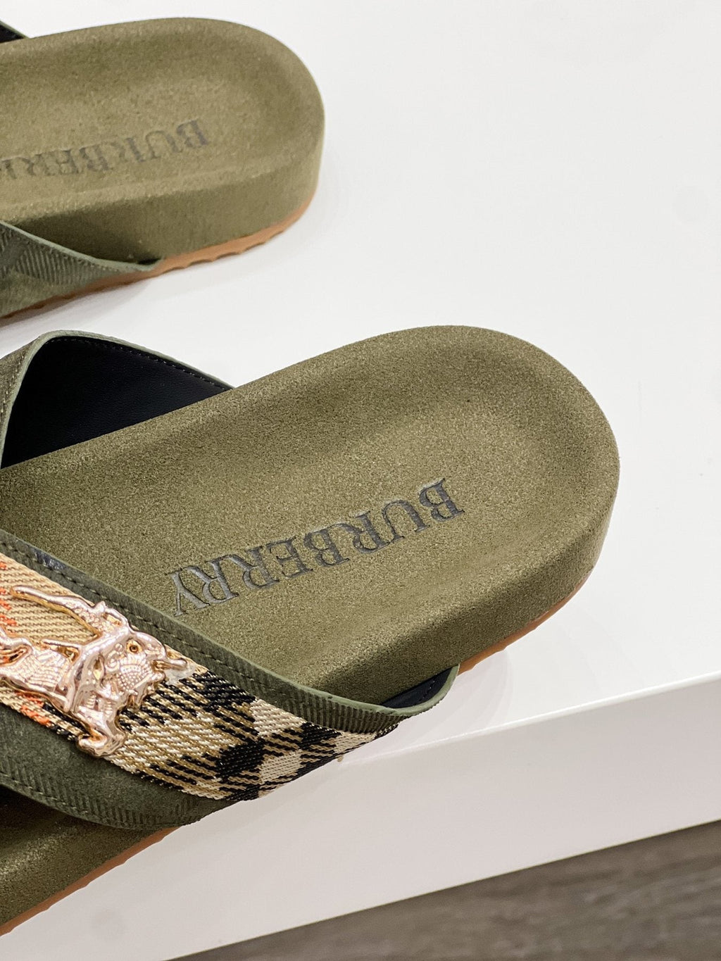 Burberry Check Cross-Strap Slide Sandals — front