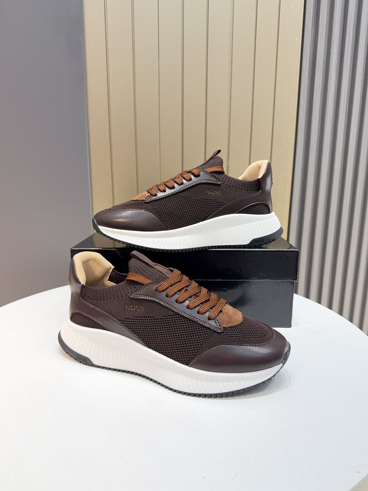 BOSS Knit Lace-Up Sneakers — hero