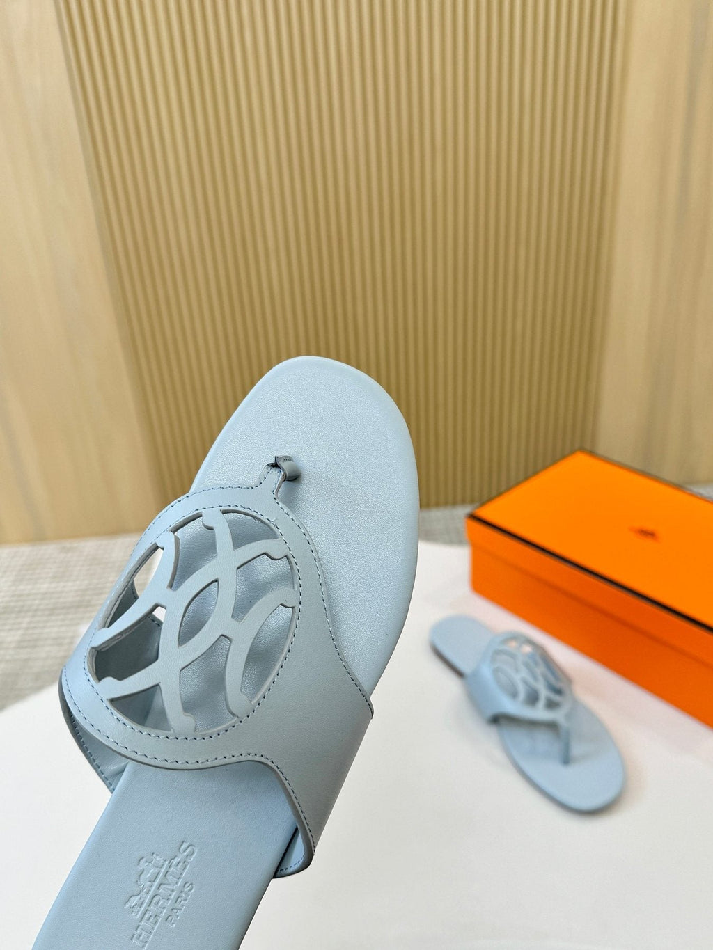 Hermès Tan Brown Cutout Thong Sandals — side