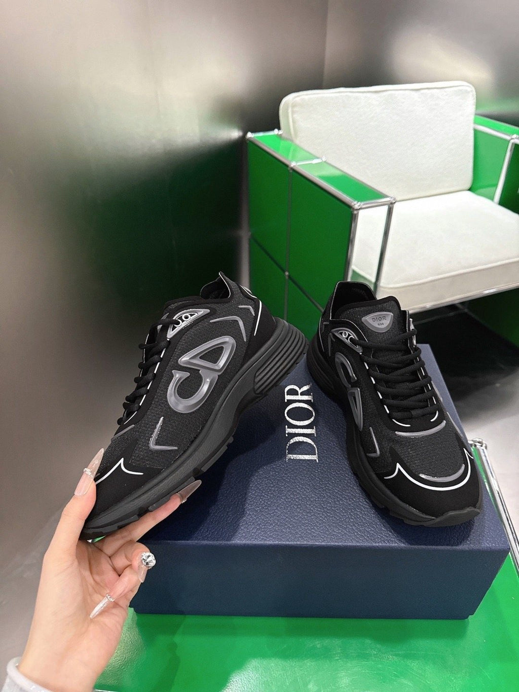 Dior Black and White Accent Low-Top Sneakers — model