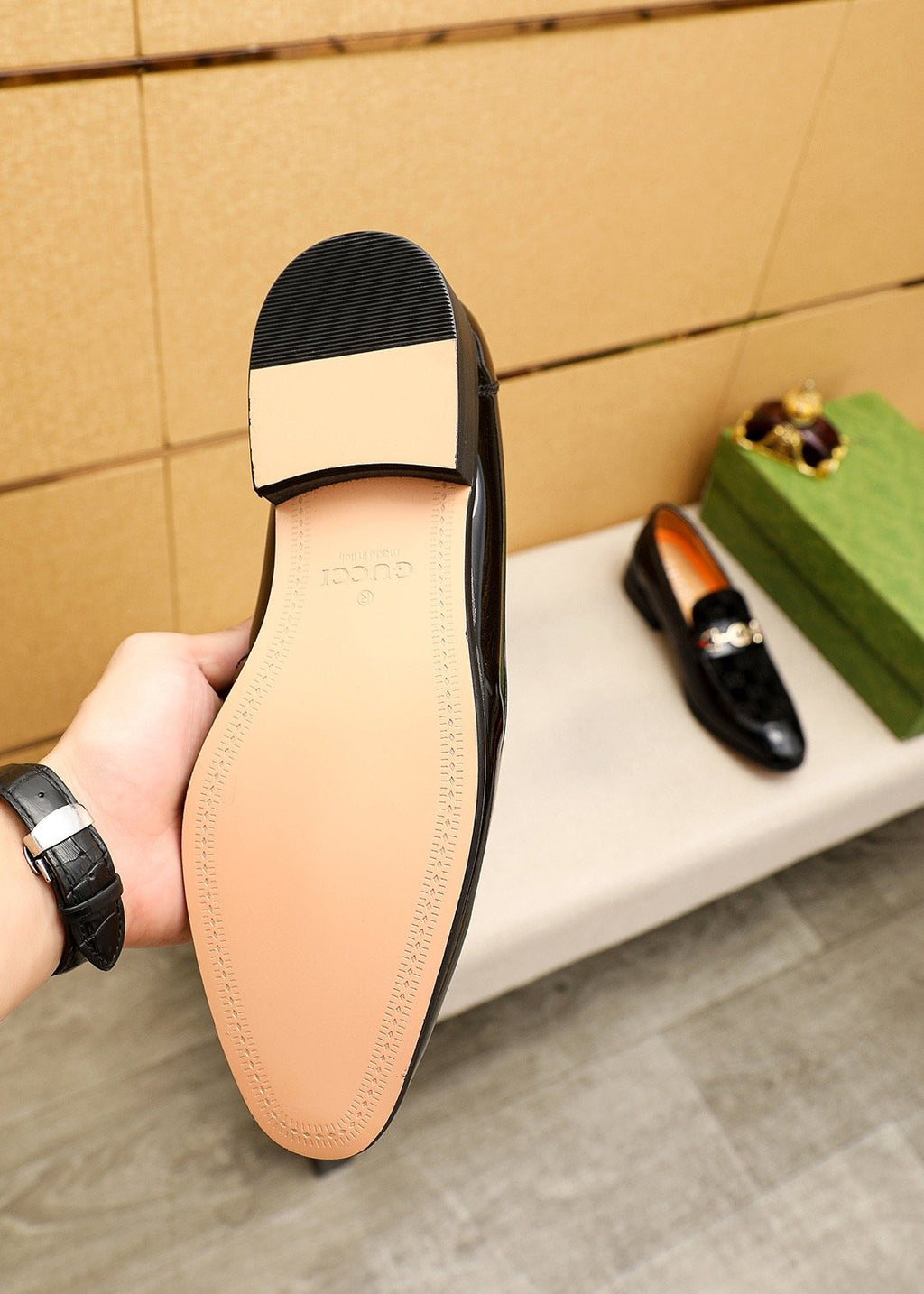 GUCCI Glossy Bit Loafers — detail