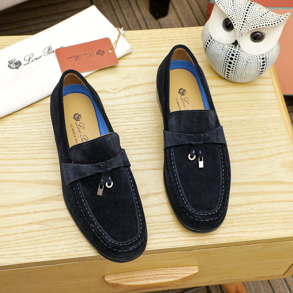 Loro Piana Black Apron-Toe Loafers — hero