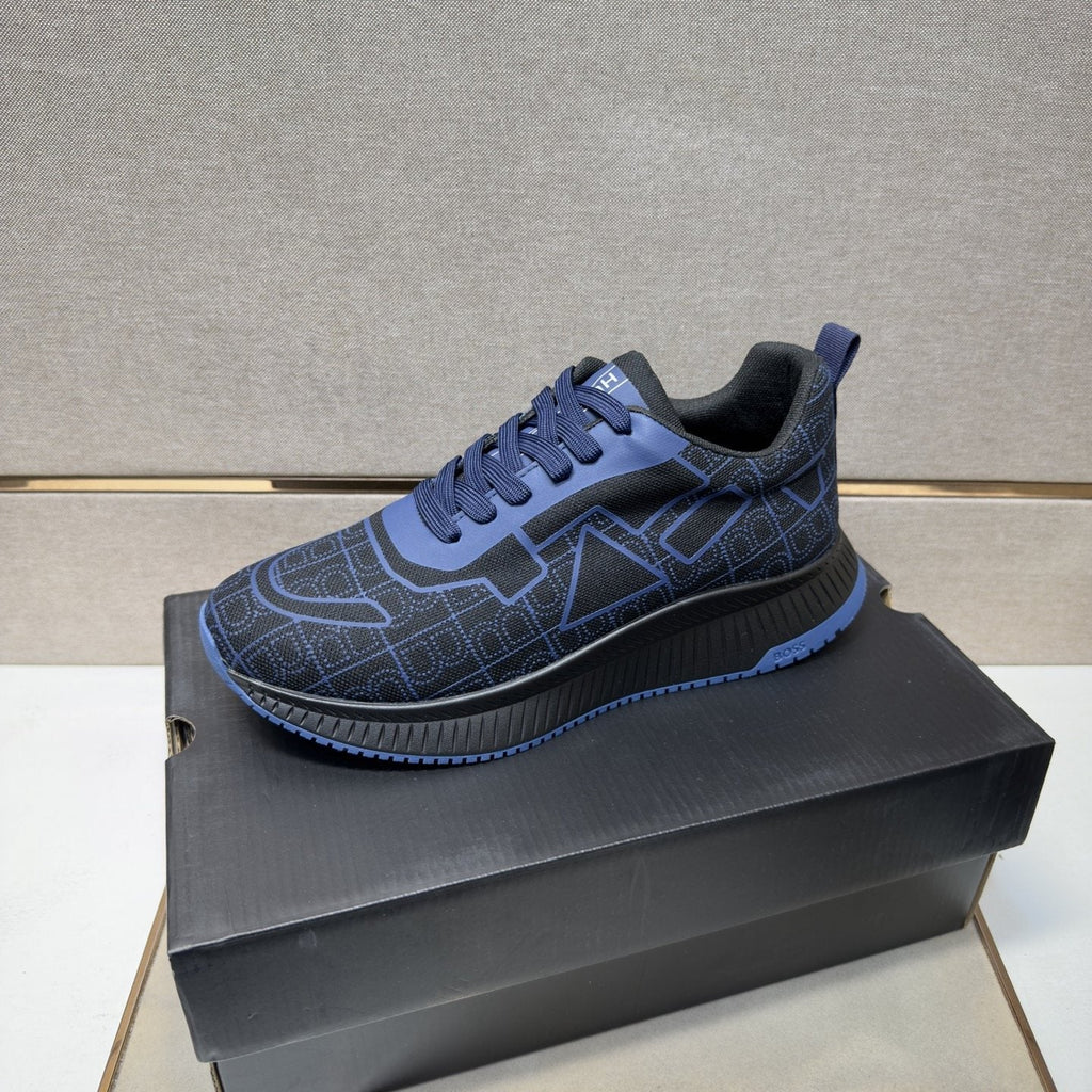 BOSS Navy Blue and Black Low-Top Sneakers — side