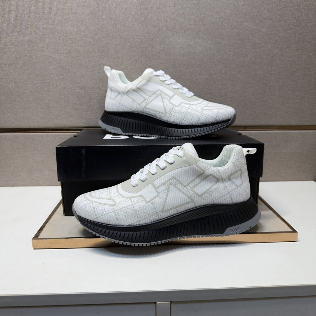 BOSS Navy Blue and Black Low-Top Sneakers — model