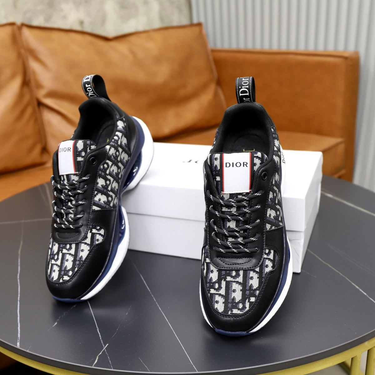 Dior Patterned Lace-Up Sneakers — front