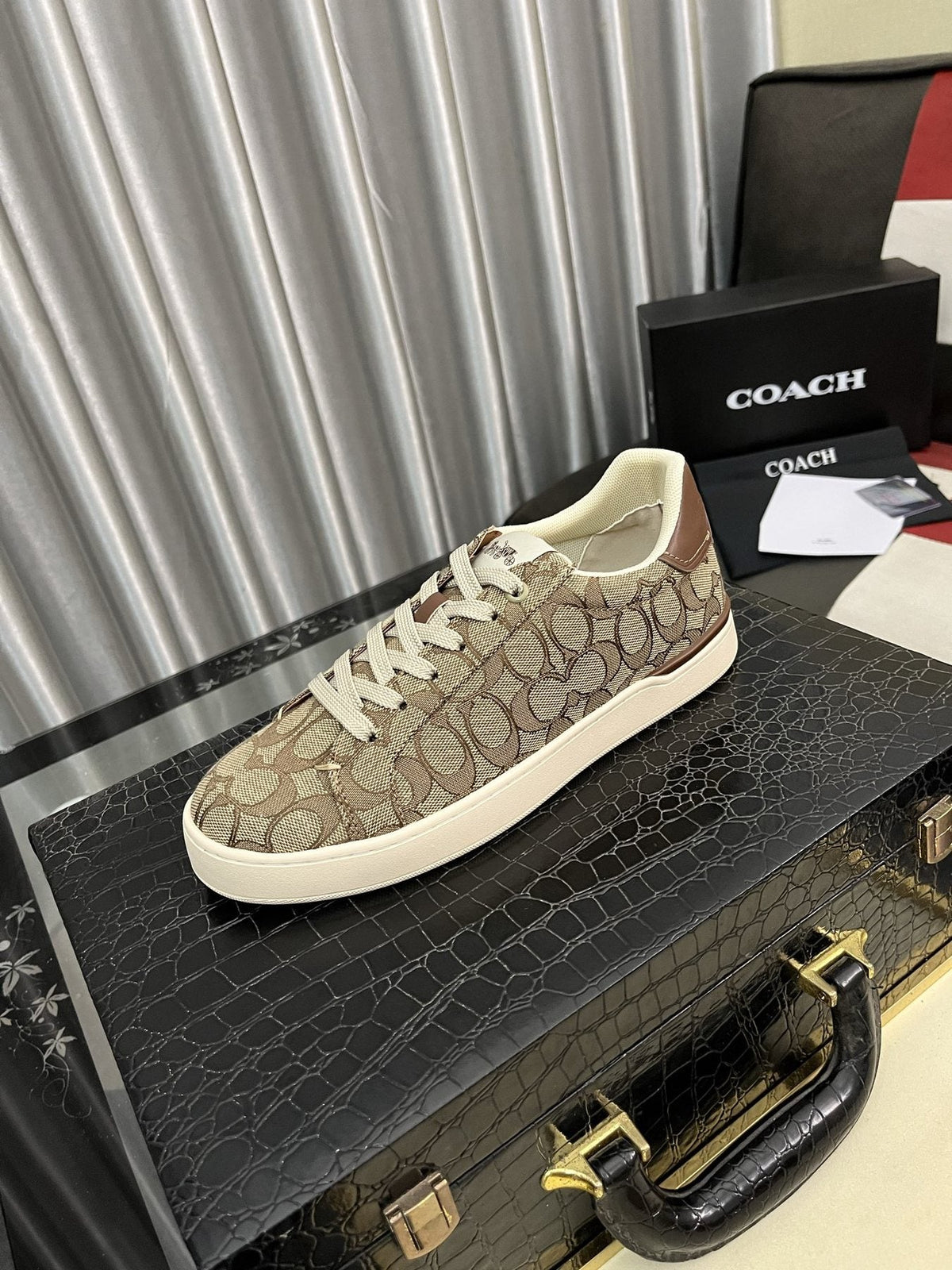 Coach Black and Charcoal Low-Top Sneakers — side