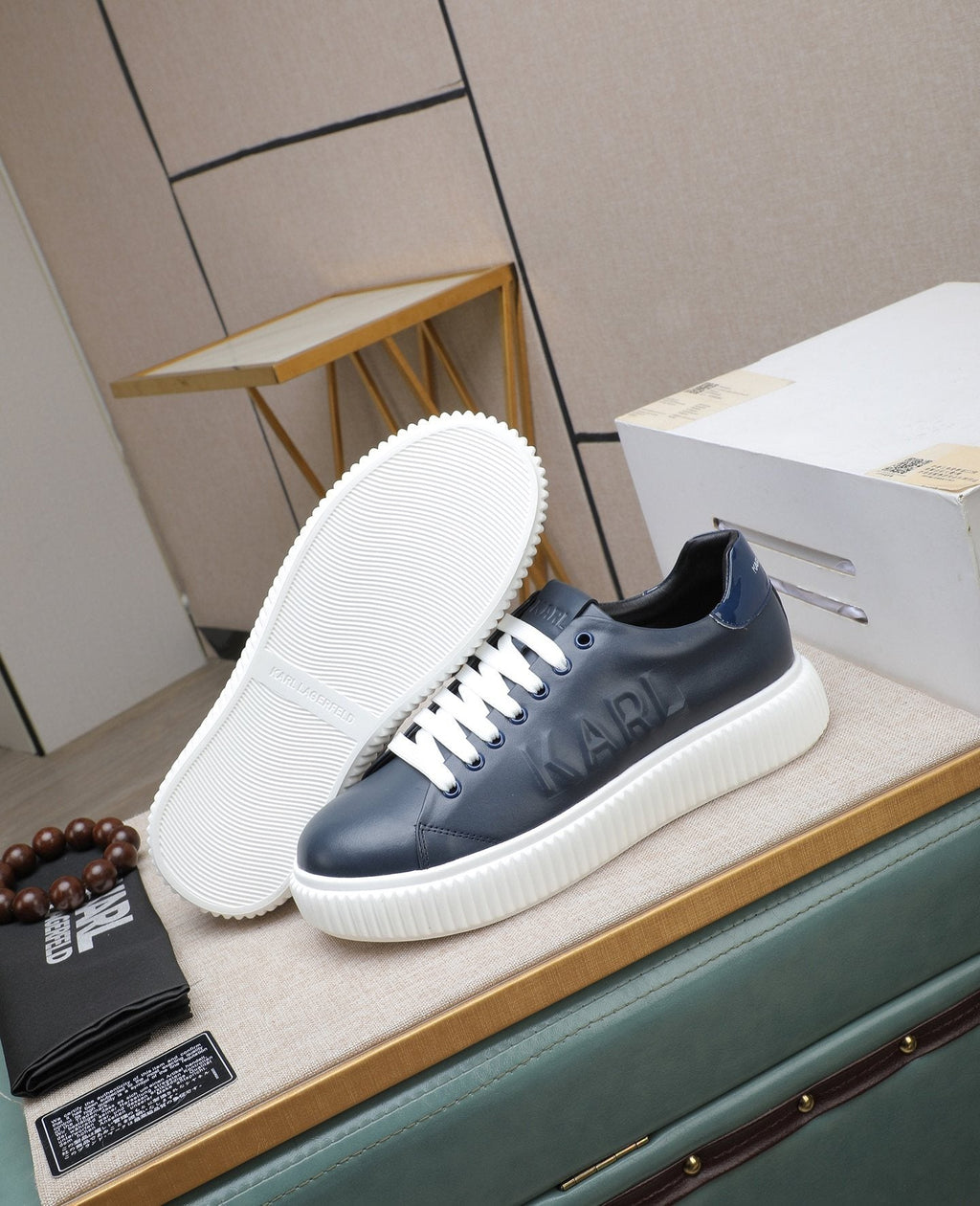 Karl Lagerfeld Embossed Logo Low-Top Sneakers — side
